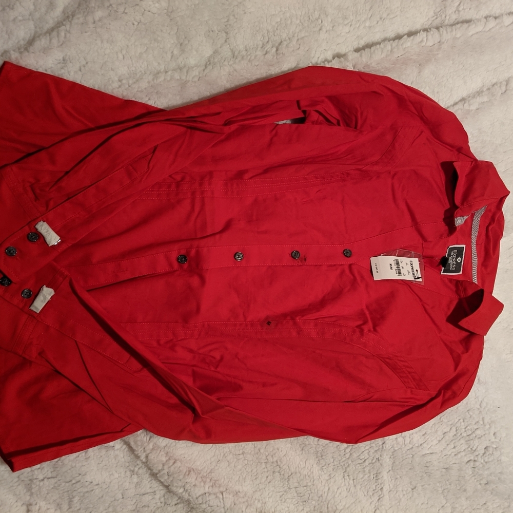 NWT Red Essential Button Down Top